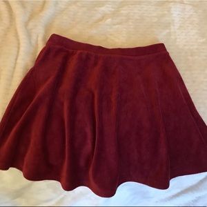 Corduroy velvet red circle skirt